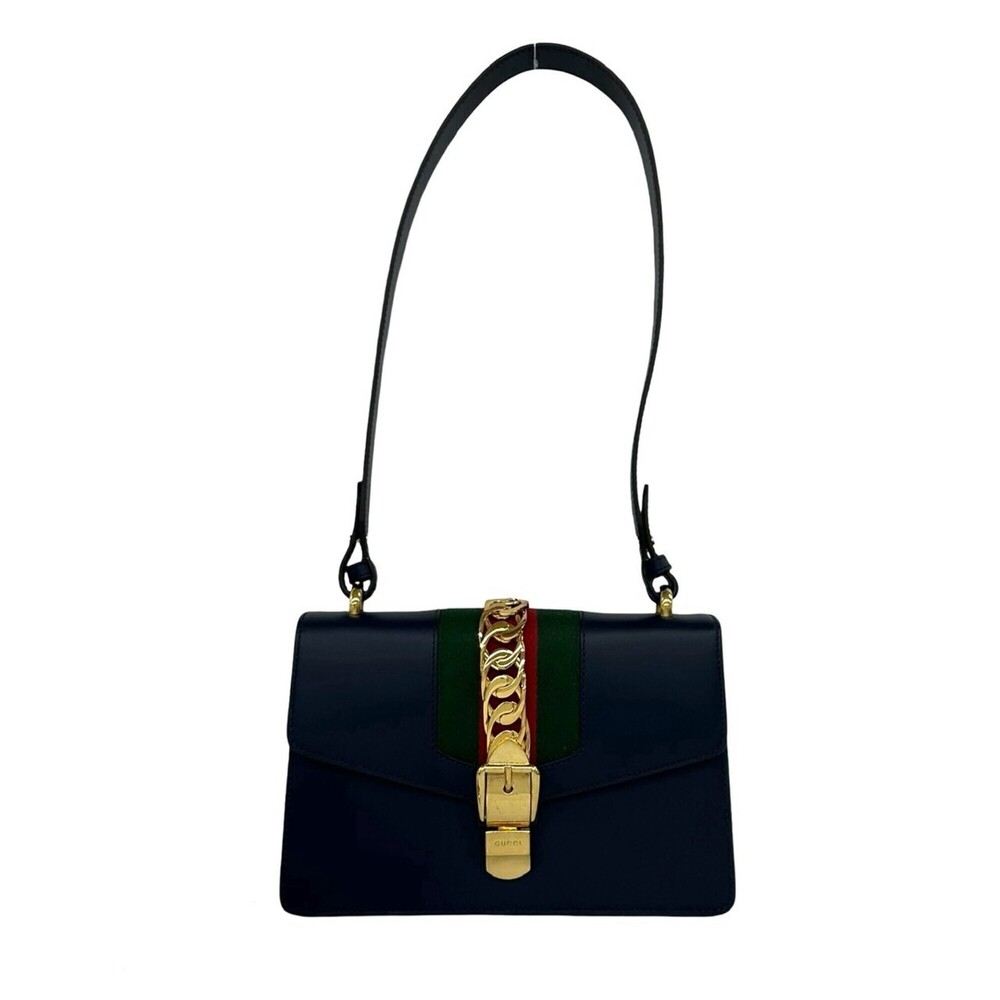 GUCCI Red Leather Sylvie Shoulder Bag